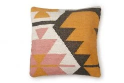 Casa Amarosa Desert Kilim Wool Geometric Throw Pillow Cover