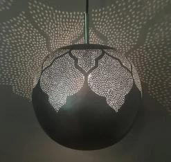 Dounia Home Lighting Najma Trellis Globe Pendant Light - Gunmetal