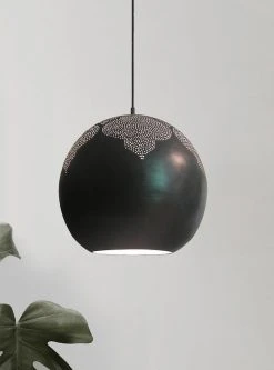 Dounia Home Lighting Najma Trellis Globe Pendant Light - Gunmetal