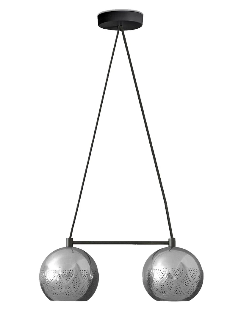 Dounia Home Nur Reversed Chandelier - Duel Globe - Gunmetal BIPOC Owned 7 Dounia Home Nur Reversed Chandelier - Duel Globe - Gunmetal BIPOC Owned