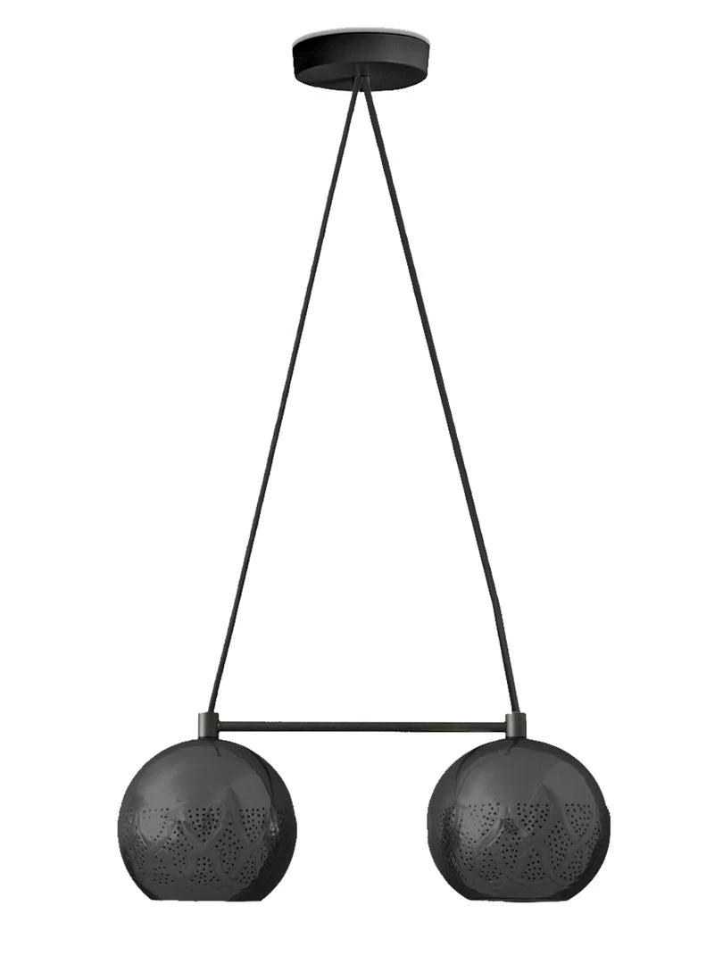 Dounia Home Nur Reversed Chandelier - Duel Globe - Gunmetal BIPOC Owned 3 Dounia Home Nur Reversed Chandelier - Duel Globe - Gunmetal BIPOC Owned