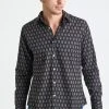 Dushyant Asthana Men's Amir Long Sleeve Shirt - Black + Blue Motif 1 Dushyant Asthana Men's Amir Long Sleeve Shirt - Black + Blue Motif