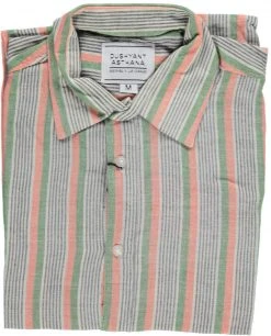Dushyant Asthana Men's Amir Shirt - Green Stripes