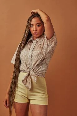 Dushyant Asthana Men's Folk Short Sleeve Shirt - Leaf Motif 14 Dushyant Asthana Men's Folk Short Sleeve Shirt - Leaf Motif