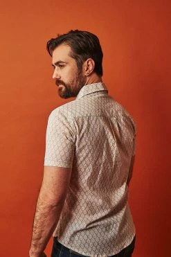 Dushyant Asthana Men's Folk Short Sleeve Shirt - Leaf Motif 12 Dushyant Asthana Men's Folk Short Sleeve Shirt - Leaf Motif