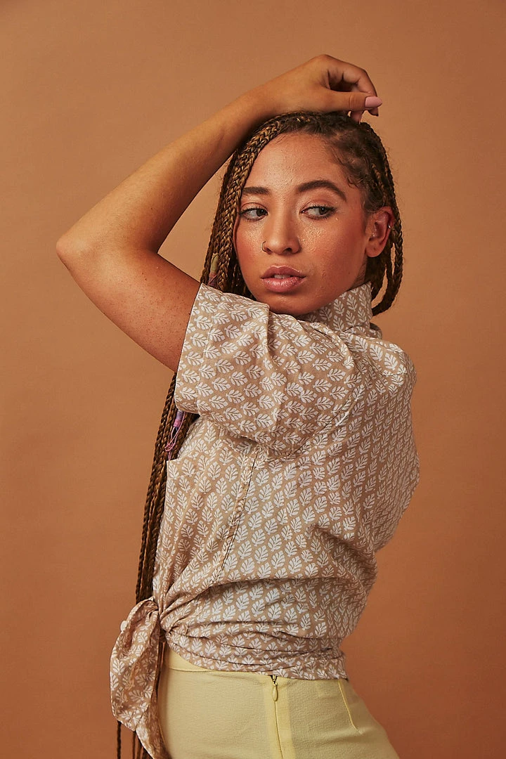 Dushyant Asthana Men's Folk Short Sleeve Shirt - Leaf Motif 7 Dushyant Asthana Men's Folk Short Sleeve Shirt - Leaf Motif