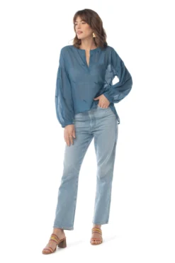 Synergy Organic Clothing Sale Embroidered Amber Top - Rich Teal 9 Synergy Organic Clothing Sale Embroidered Amber Top - Rich Teal