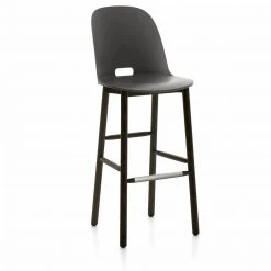 Emeco Furniture Alfi Recycled High Back Barstool - Dark Ash