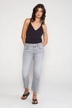 ÉTICA New Arrivals Rhea Midrise Straight Crop Jean - Moonstone