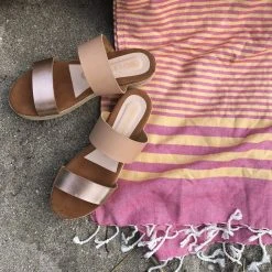 Hilana: Upcycled Cotton Fethiye Upcycled Turkish Towel - Pink