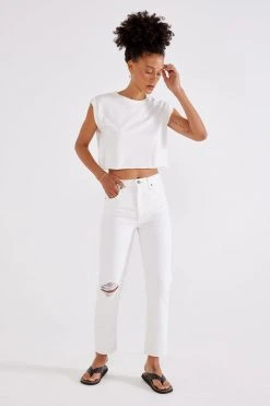 ÉTICA Finn Slim Straight Ankle Jeans - Vintage White New Arrivals