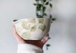 Moonshine Design Ginkgo Leaf Porcelain Matcha Bowl Home Goods