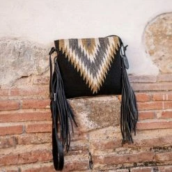 MZ Fair Trade Golden Diamond Wool Fringe Bag Accessories