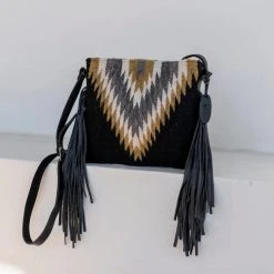 MZ Fair Trade Golden Diamond Wool Fringe Bag Accessories