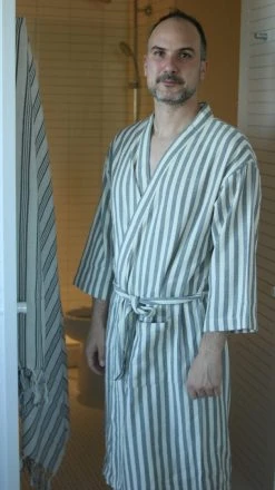 Anatolico Home Goods Gray Unisex Turkish Robe