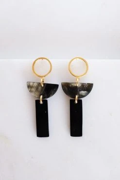 Hathorway Con Dao II Horn Post Dangle Earrings - Dark Jewelry