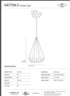 Ameico Lighting Hatton 3 Pendant Light