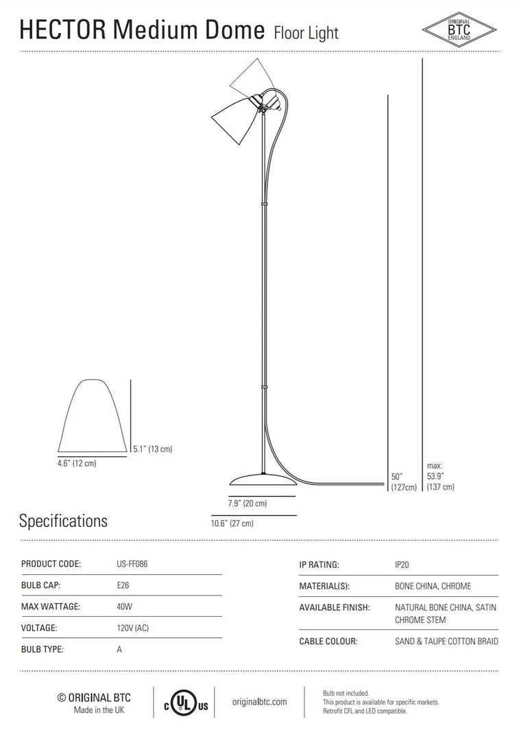 Ameico Hector Medium Dome Floor Light 4 Ameico Hector Medium Dome Floor Light