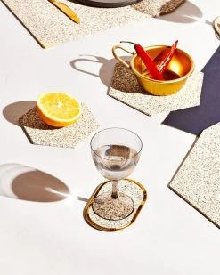Slash Objects Hex Recycled Rubber Trivet Set - Sand