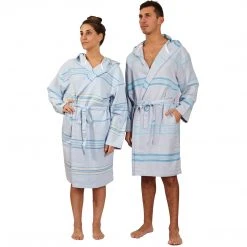 Hilana: Upcycled Cotton Antalya Unisex Turkish Bathrobe - Turquoise Best Sellers