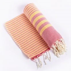Hilana: Upcycled Cotton Fethiye Upcycled Turkish Towel - Pink