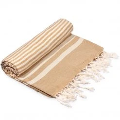 Hilana: Upcycled Cotton Fethiye Upcycled Turkish Towel / Blanket - Beige