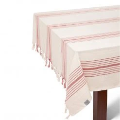 Hilana: Upcycled Cotton Kayseri Upcycled Tablecloth And Napkin Set - Red