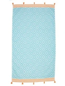 Hilana: Upcycled Cotton Merida Upcycled Turkish Towel / Blanket - Turquoise