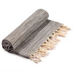 Hilana: Upcycled Cotton Home Goods Yalova Upcycled Marbled Turkish Towel / Blanket - Black