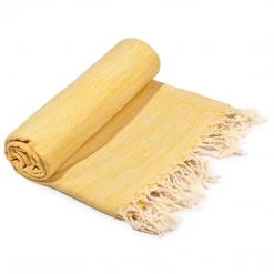 Hilana: Upcycled Cotton Yalova Upcycled Marbled Turkish Towel / Blanket - Yellow Best Sellers
