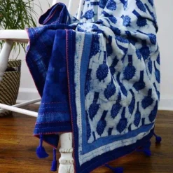 Ichcha Magnolia Throw Blanket Handcrafted