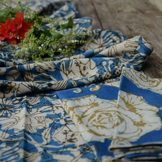 Ichcha Kitchen + Dining Gold Rose Napkin Set 8 Ichcha Kitchen + Dining Gold Rose Napkin Set