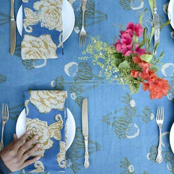 Ichcha Kitchen + Dining Gold Rose Napkin Set 4 Ichcha Kitchen + Dining Gold Rose Napkin Set