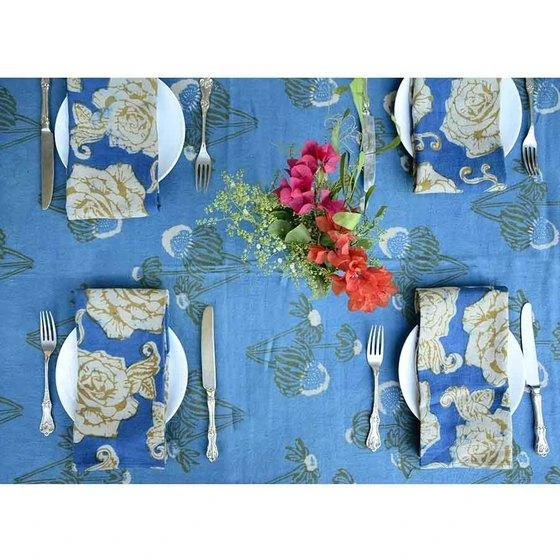 Ichcha Kitchen + Dining Gold Rose Napkin Set 6 Ichcha Kitchen + Dining Gold Rose Napkin Set
