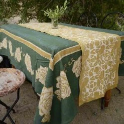 Ichcha Kitchen + Dining Green Rose Tablecloth
