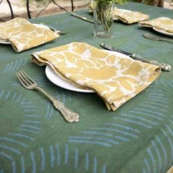 Ichcha Kitchen + Dining Green Rose Tablecloth