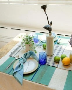 Soil To Studio Indu Linen Napkin Set - Tiffany Blue