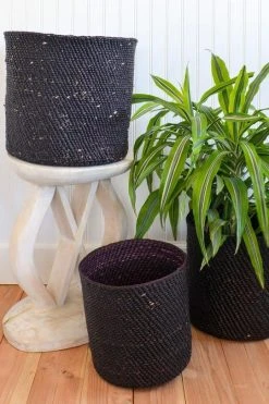 Swahili African Modern Iringa Baskets - Solid Black Home Goods