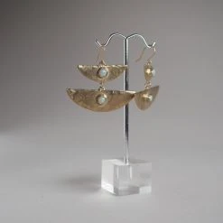 Iron Oxide Stacked Moon Earrings