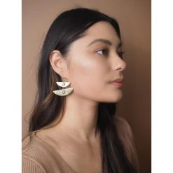 Iron Oxide Stacked Moon Earrings