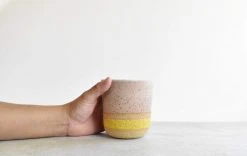 Katie Mudd Stoneware Tumbler Set - Mustard + Cream Stripe