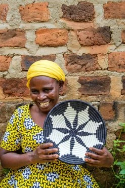 KAZI Home Goods Medium Black Hope Round Basket