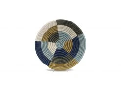 KAZI Medium Silver Blue Umuseke Round Basket Home Goods
