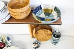 KAZI Medium Silver Blue Umuseke Round Basket Home Goods