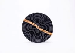 KAZI Large Banana Striped Black Round Basket