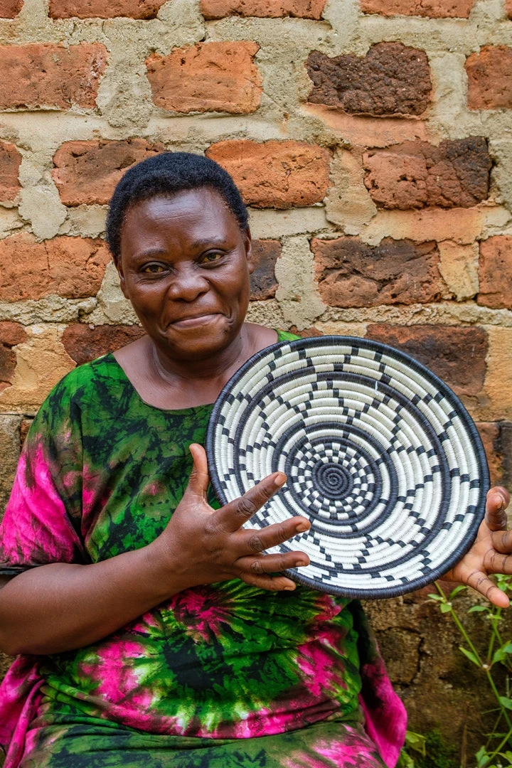 KAZI Large Black + White Thousand Hills Round Basket Home Goods 8 KAZI Large Black + White Thousand Hills Round Basket Home Goods