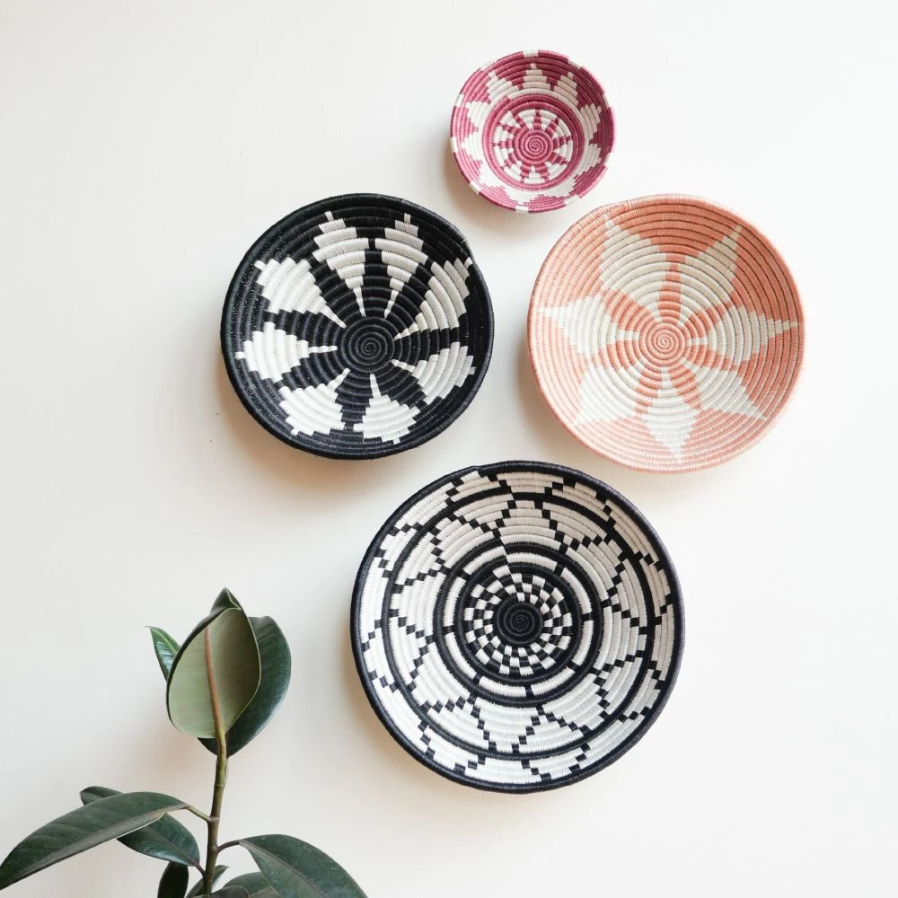 KAZI Large Black + White Thousand Hills Round Basket Home Goods 7 KAZI Large Black + White Thousand Hills Round Basket Home Goods