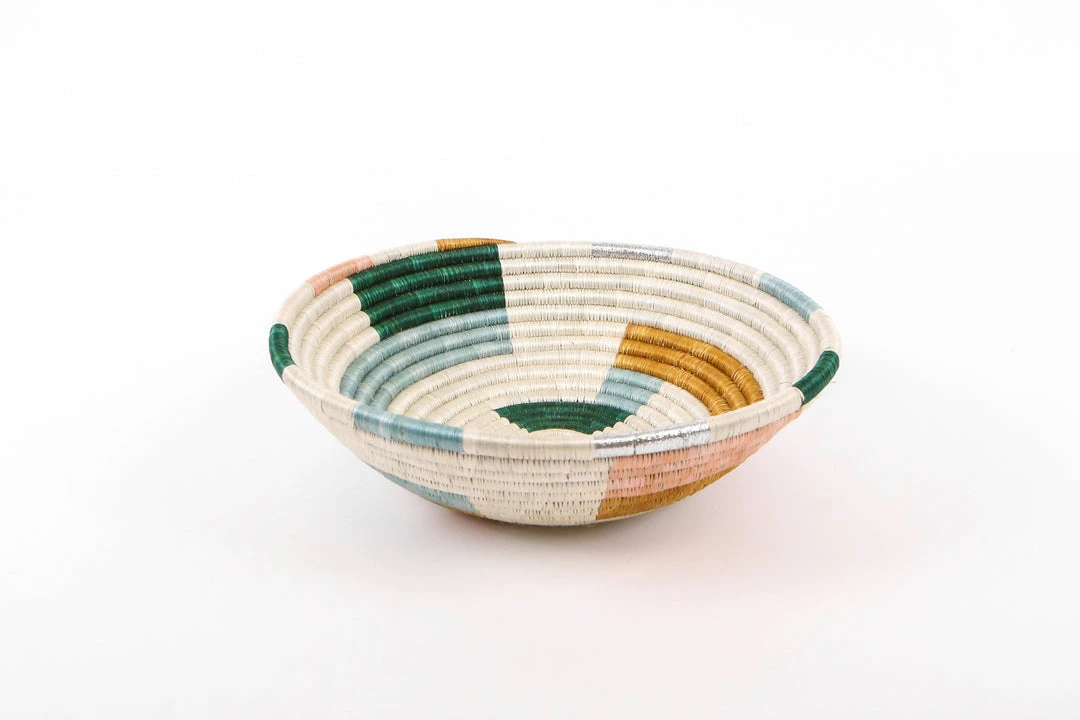 KAZI Home Goods Large Metallic Floret Geo Round Basket 5 KAZI Home Goods Large Metallic Floret Geo Round Basket