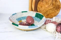 KAZI Home Goods Large Metallic Floret Geo Round Basket 10 KAZI Home Goods Large Metallic Floret Geo Round Basket