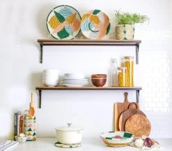 KAZI Large Metallic Floret Kijani Round Basket Home Goods